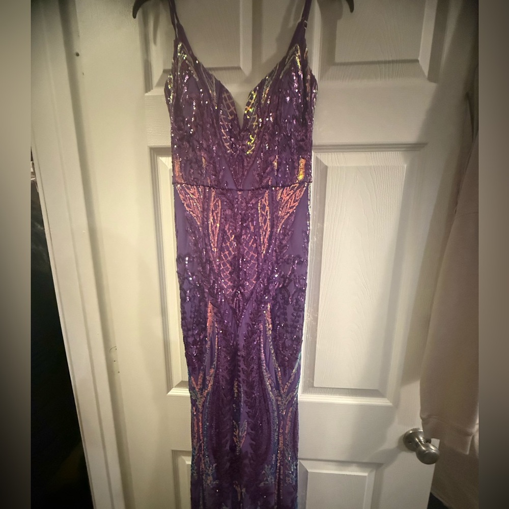 Elegant Purple Sequin Dress
